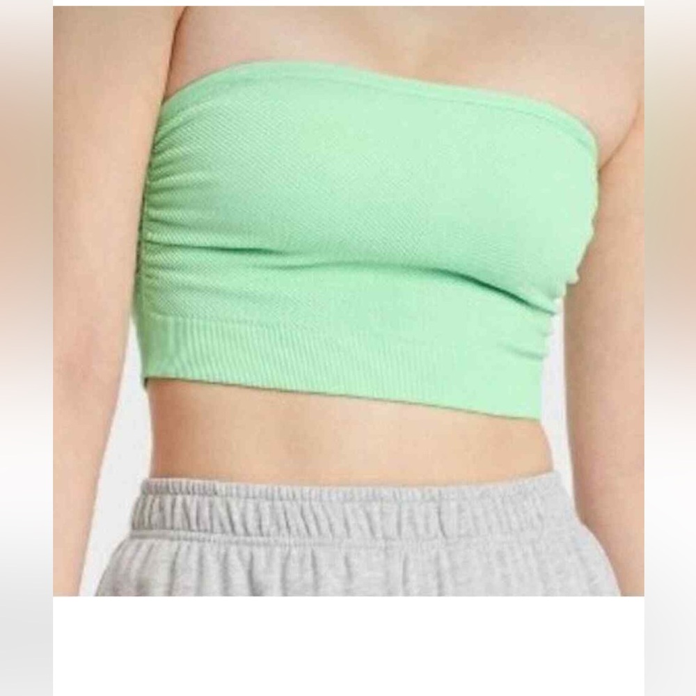 Colsie NWT Ruched Ribbed Bandeau Bra with Attachable Straps Green XL - Picture 5 of 5